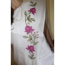 White organdy flowered saree